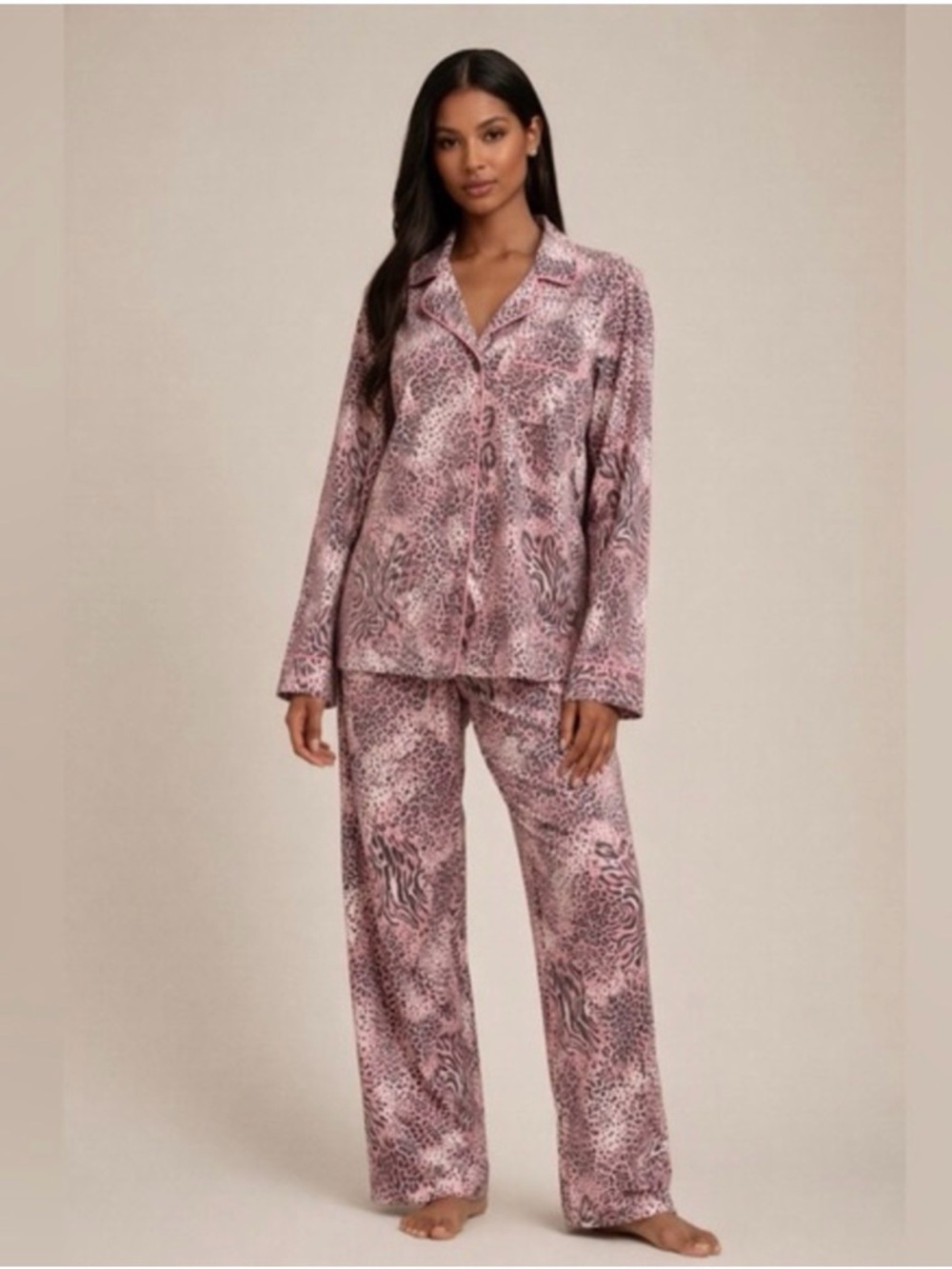 SKIMS Pink Bloom Animal-PrintPajama Set
